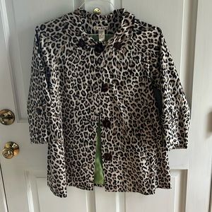 Girls Leopard Pea Coat, M